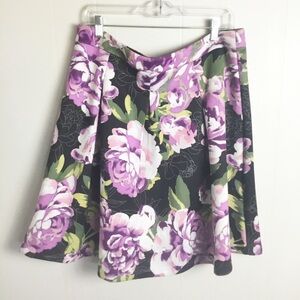INC Purple & Black Plus Size 14 Skirt Floral